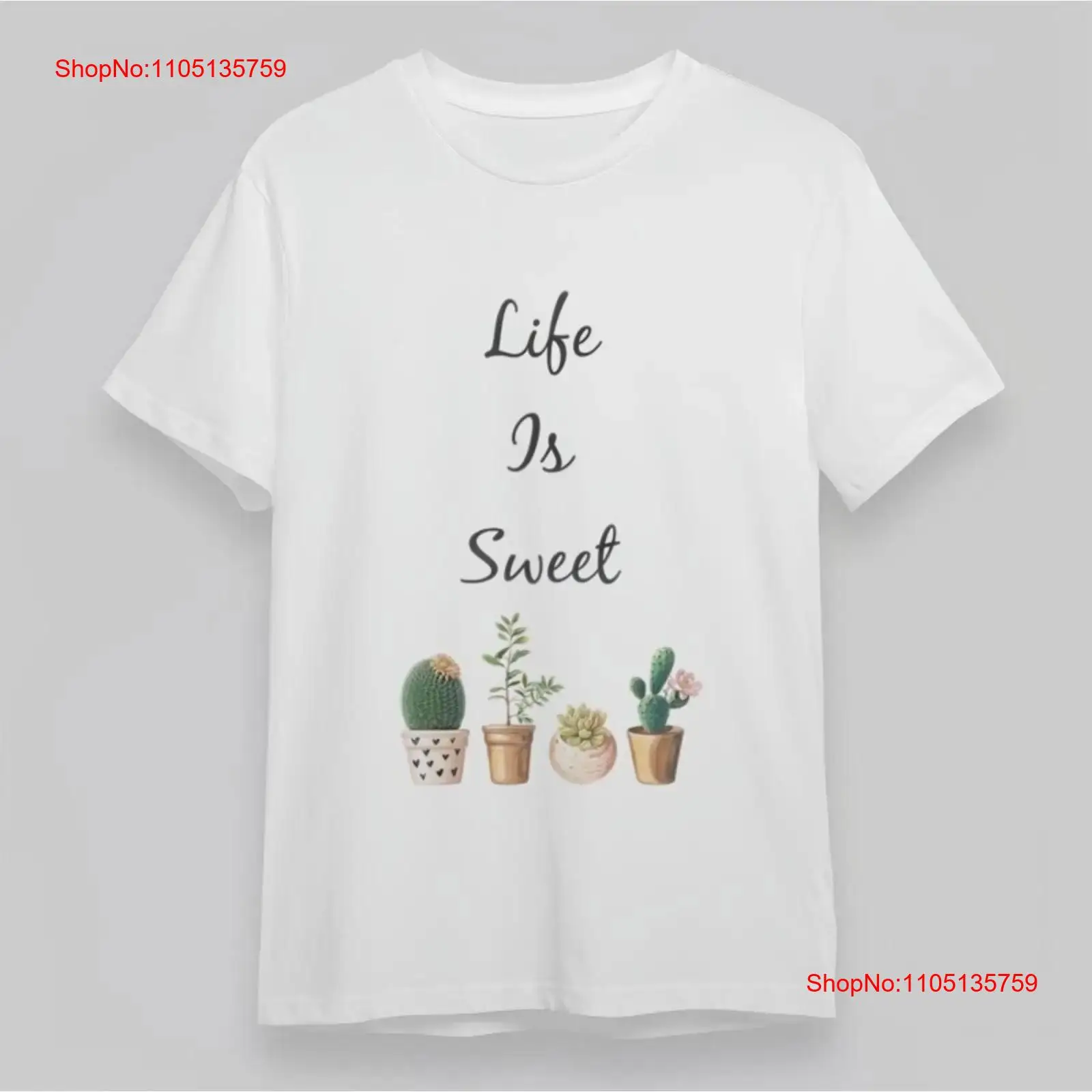 Vintage Fashion Quotes Short - Weiches, klassisches Damen-T-Shirt mit Kaktusöpfen, „Life