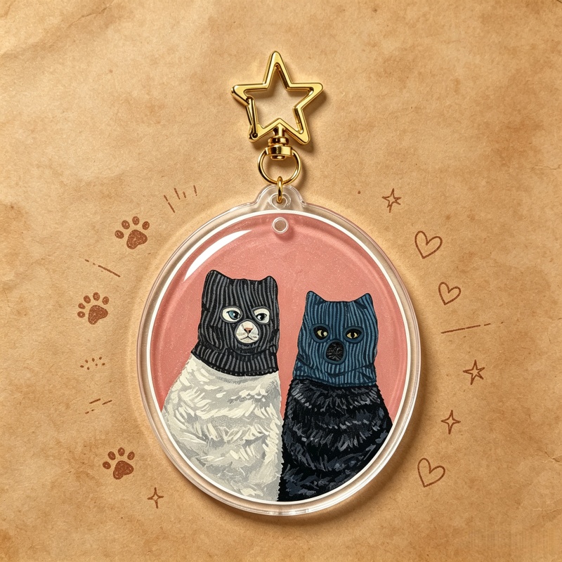 Vintage Fashion Collection - Süße Katzen-Acryl-Schlüsselanhänger: Vintage-Ölgemälde-Kätzchen-Anhänger als Taschenanhänger –
