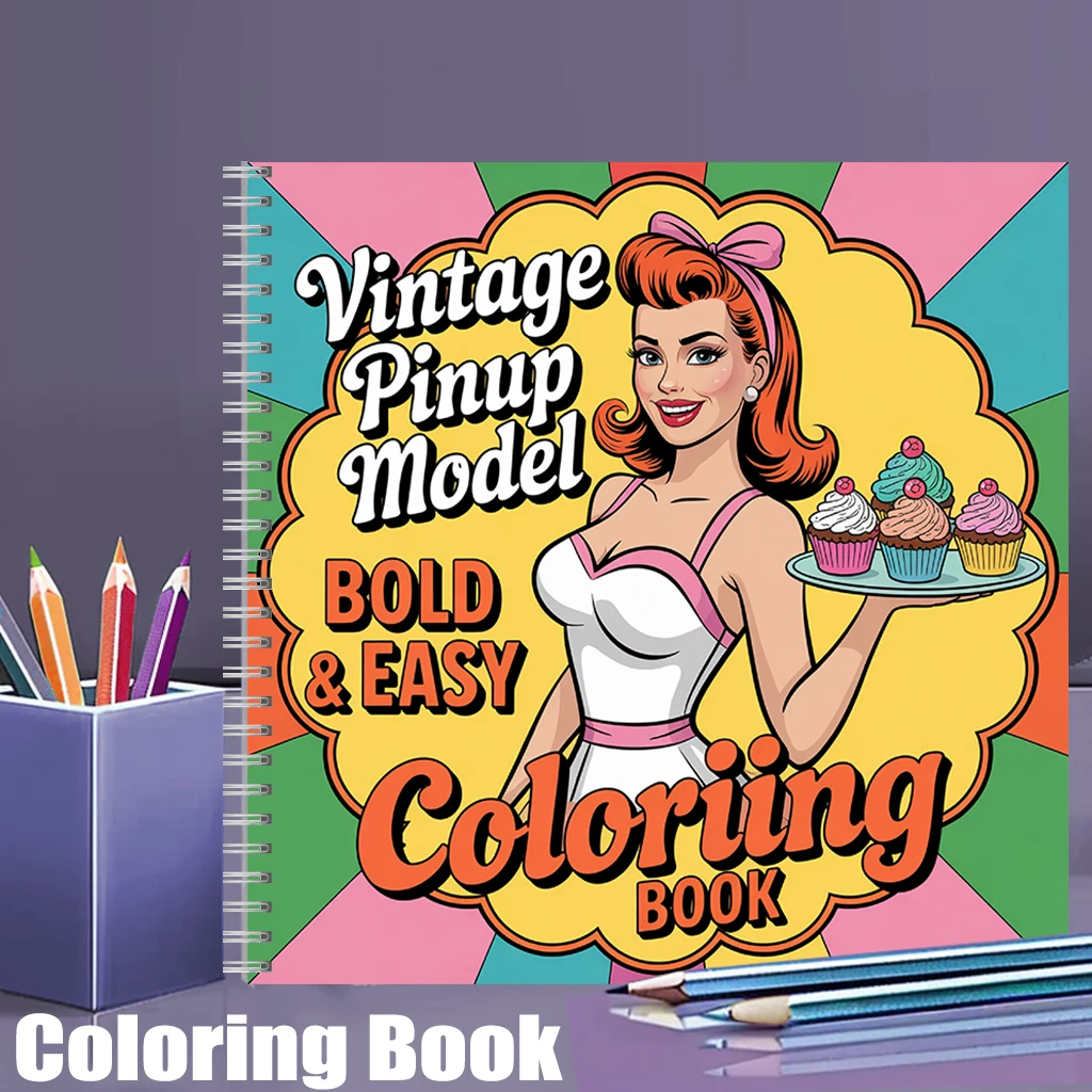 Vintage Fashion Coloring Book - Vintage-Modell-Malbuch für Erwachsene, Geburtstagsgeschenk, Schulanfang-Zubehör, Niedliches