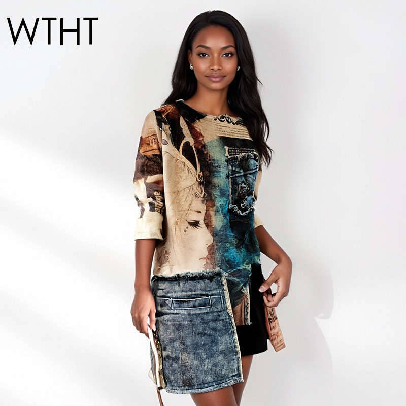 Vintage Fashion Influencer - WTHT Vintage-Mode frauen Patchwork Unregelmäßige Design