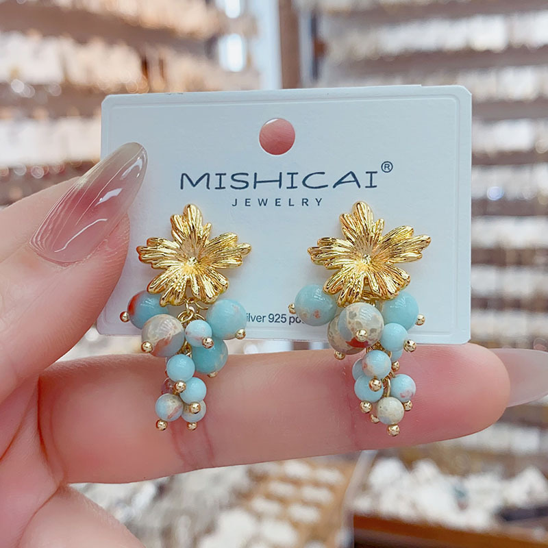 Türkise Trauben-Cluster-Ohrste – Vintage Fashion Influencer Bewertung und Preis
