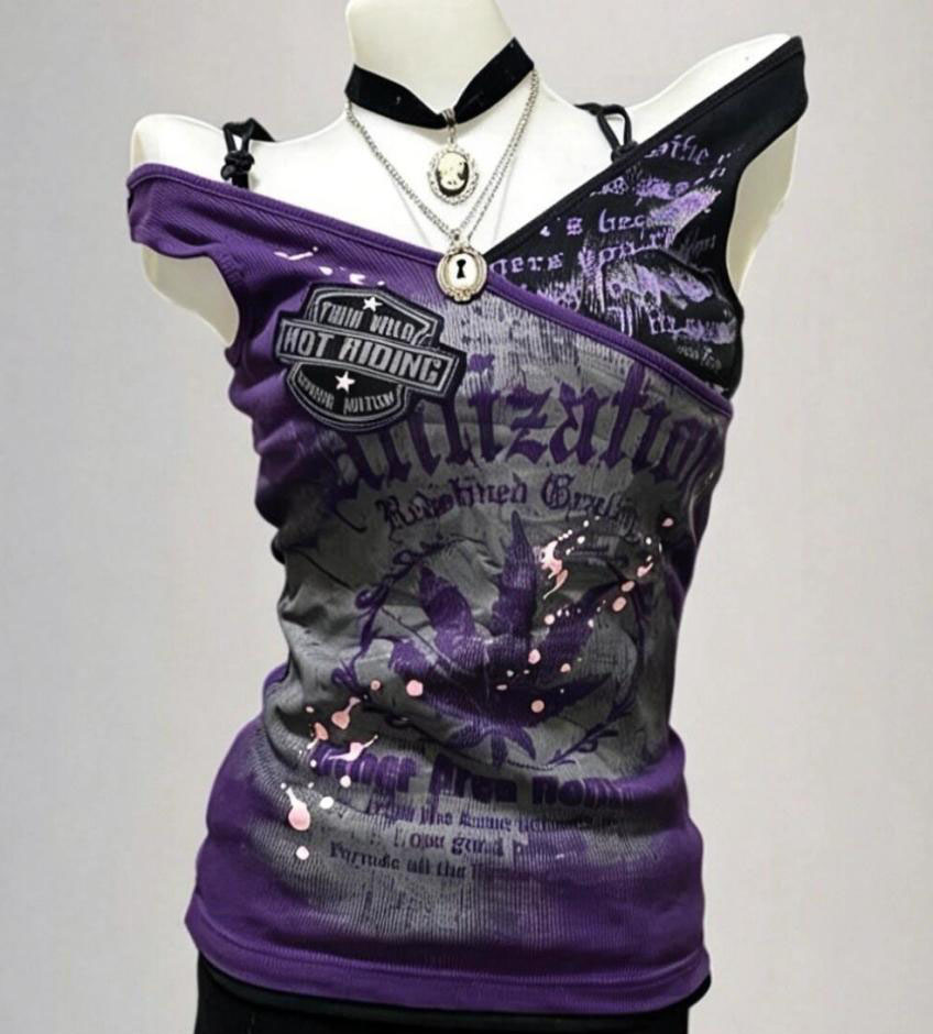 Gothic T-Shirts Y2k Buchstaben – Vintage Fashion Subculture Bewertung und Preis