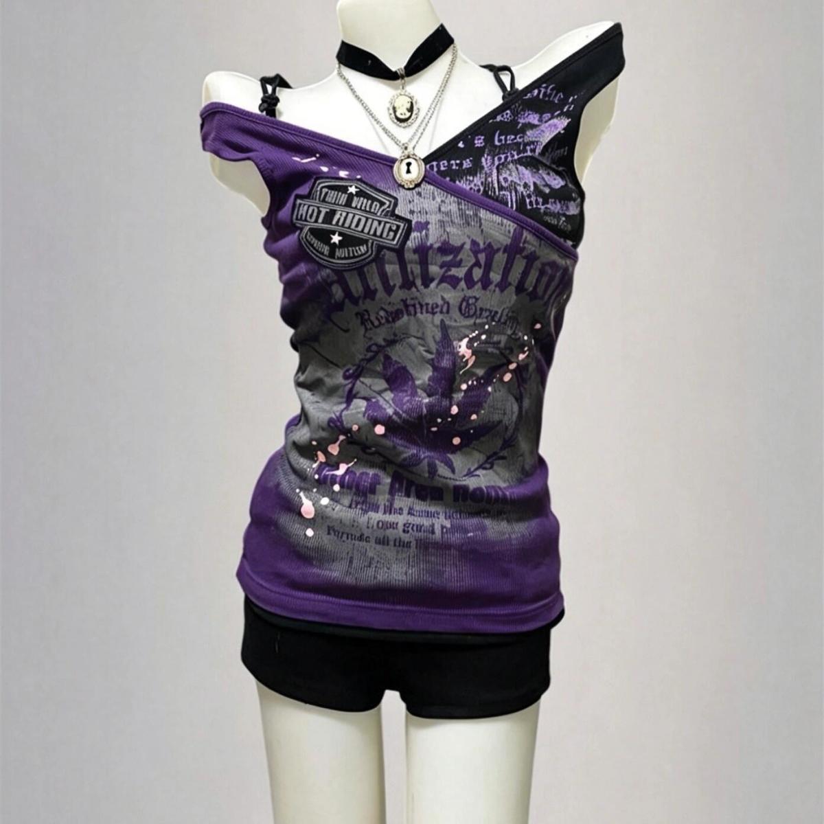 Gothic T-Shirts Y2k Buchstaben – Vintage Fashion Subculture Bewertung und Preis