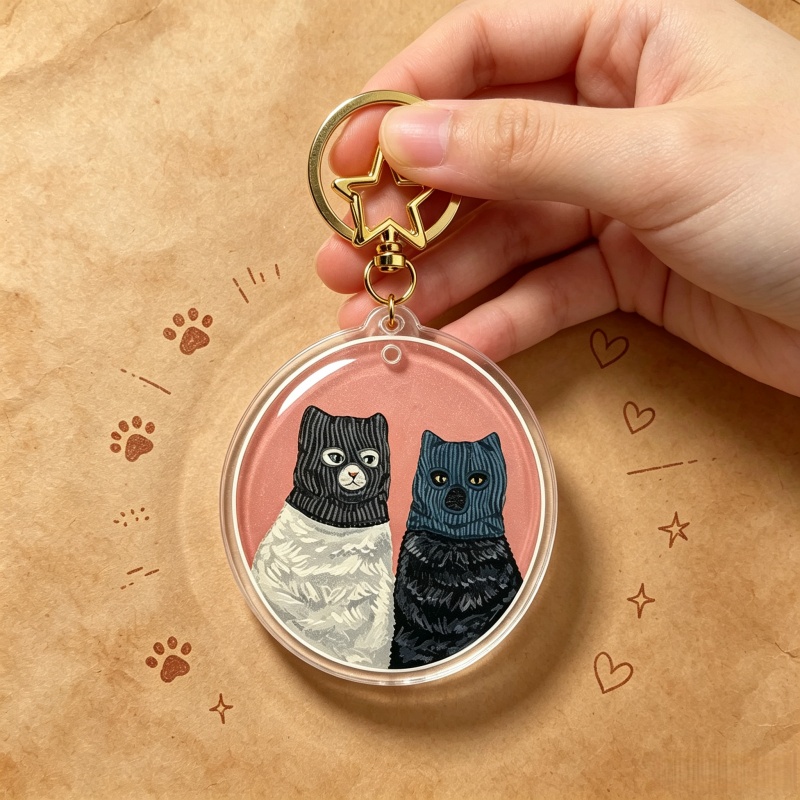 Süße Katzen-Acryl-Schlüsselanh – Vintage Fashion Collection Bewertung und Preis