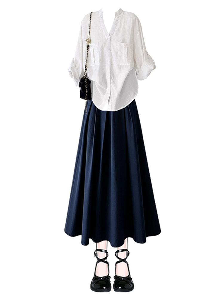 Loses Langarm-V-Neck-Freizeith – Vintage Fashion Collection Bewertung und Preis